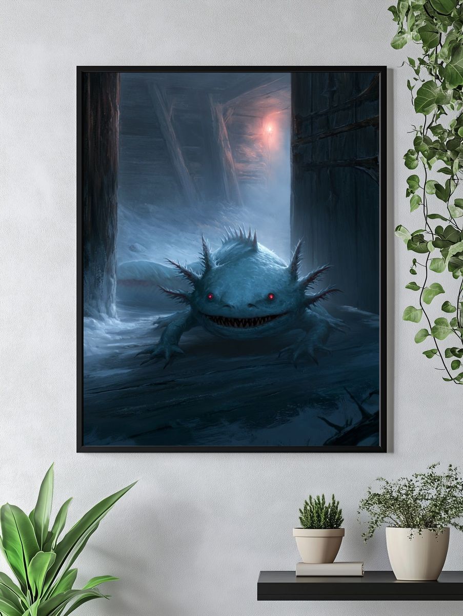 Ice Cave Axolotl Fantasy Poster. — room view 4