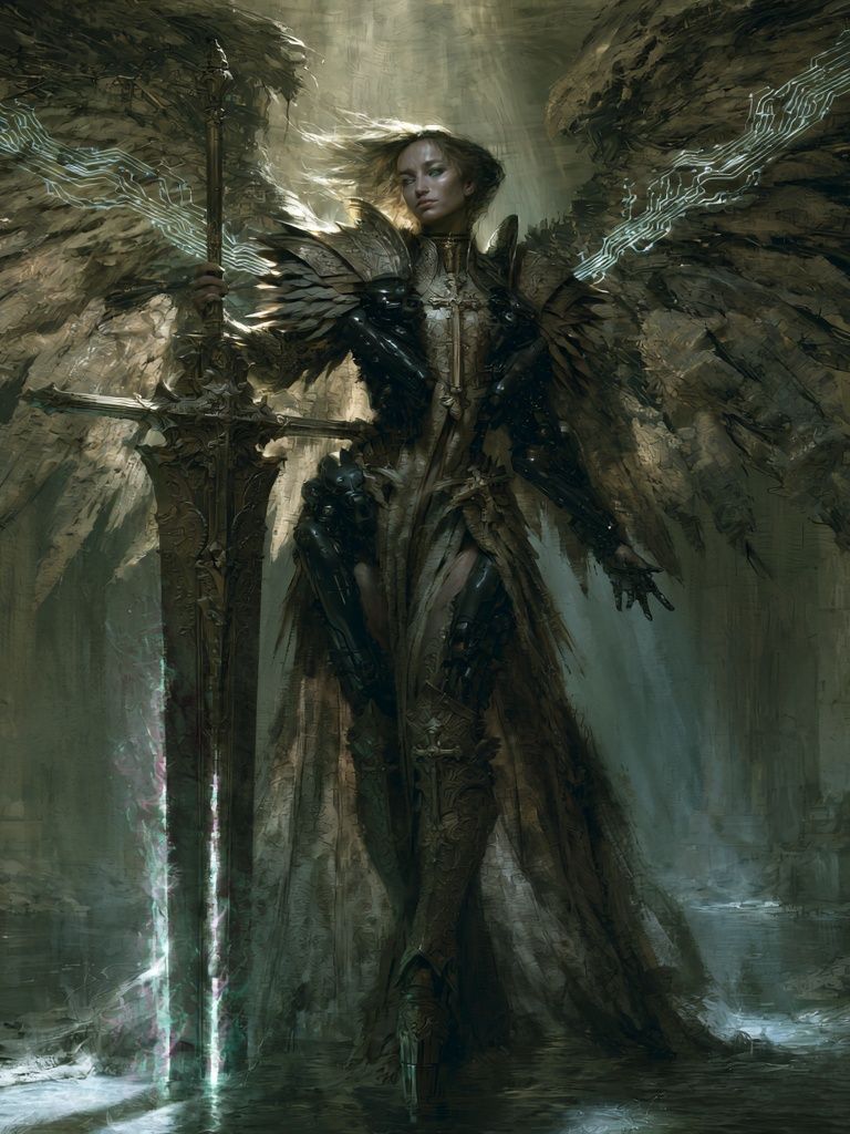 Winged Warrior Fantasy Print. poster detail