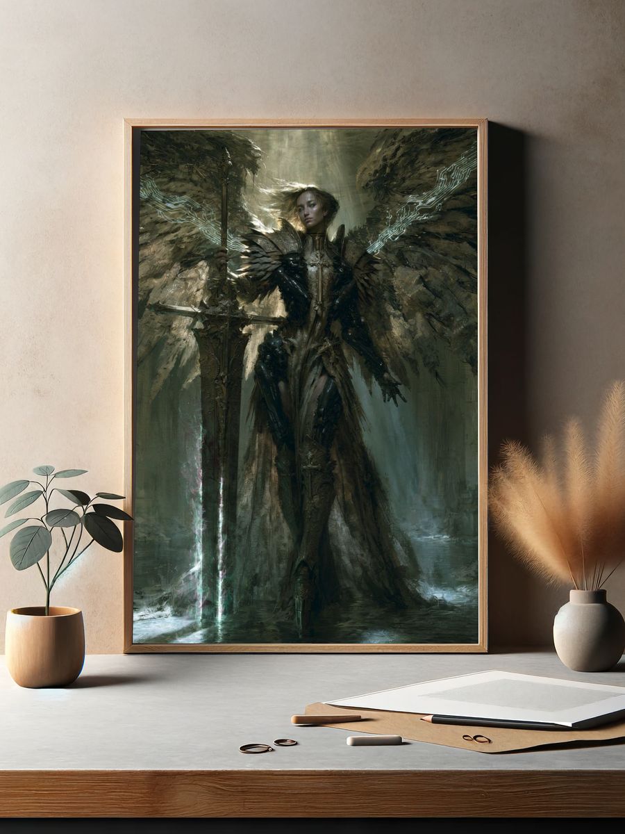 Winged Warrior Fantasy Print. — room view 2