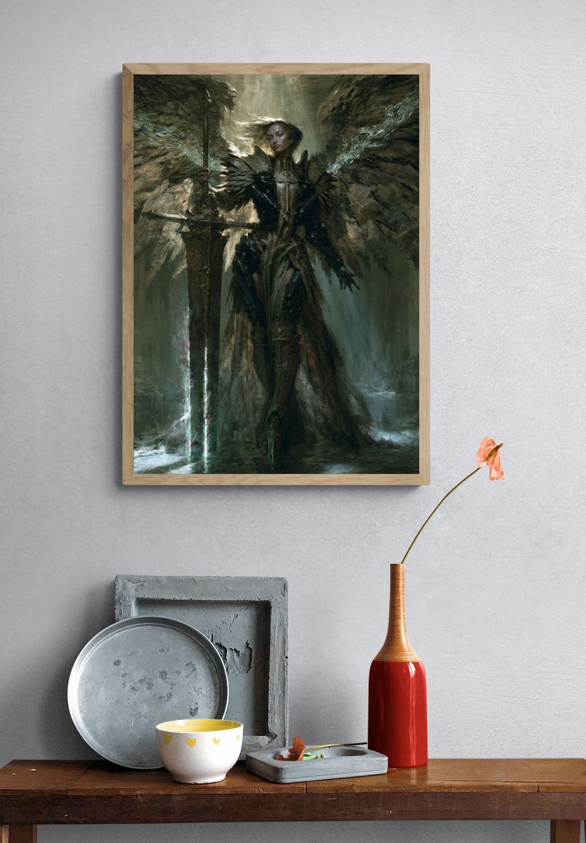Winged Warrior Fantasy Print. — room view 3