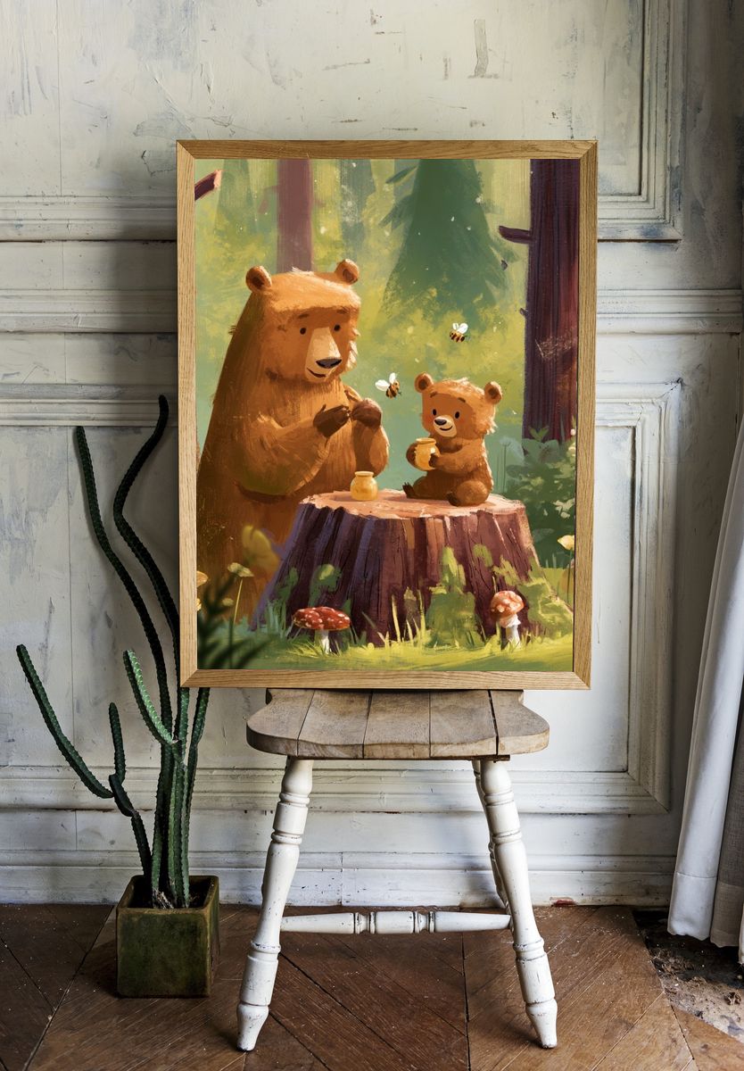 Forest Bears Illustration Poster. room preview