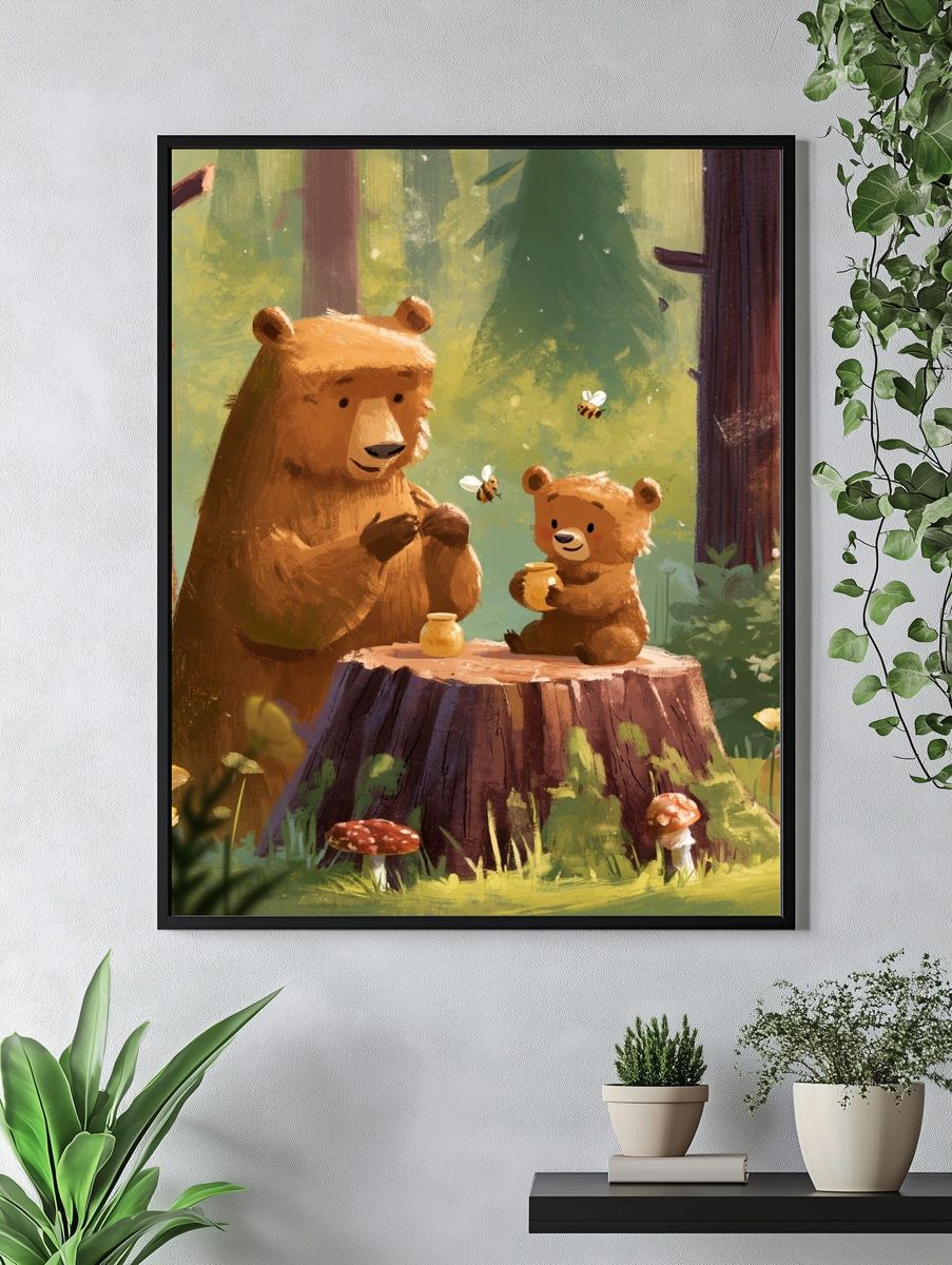 Forest Bears Illustration Poster. — room view 4
