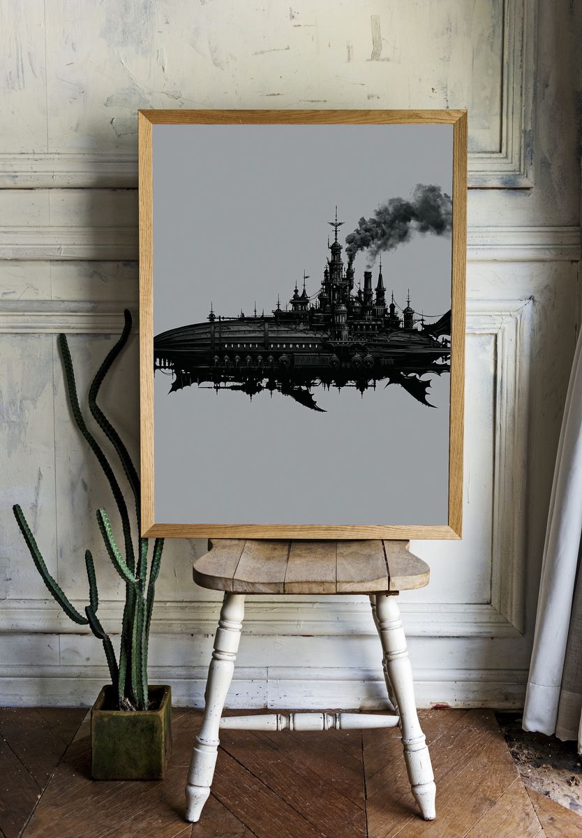 Steampunk Airship Fortress Print. room preview