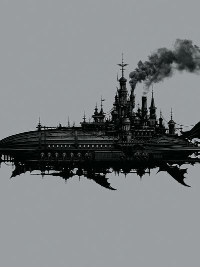 Steampunk Airship Fortress Print.