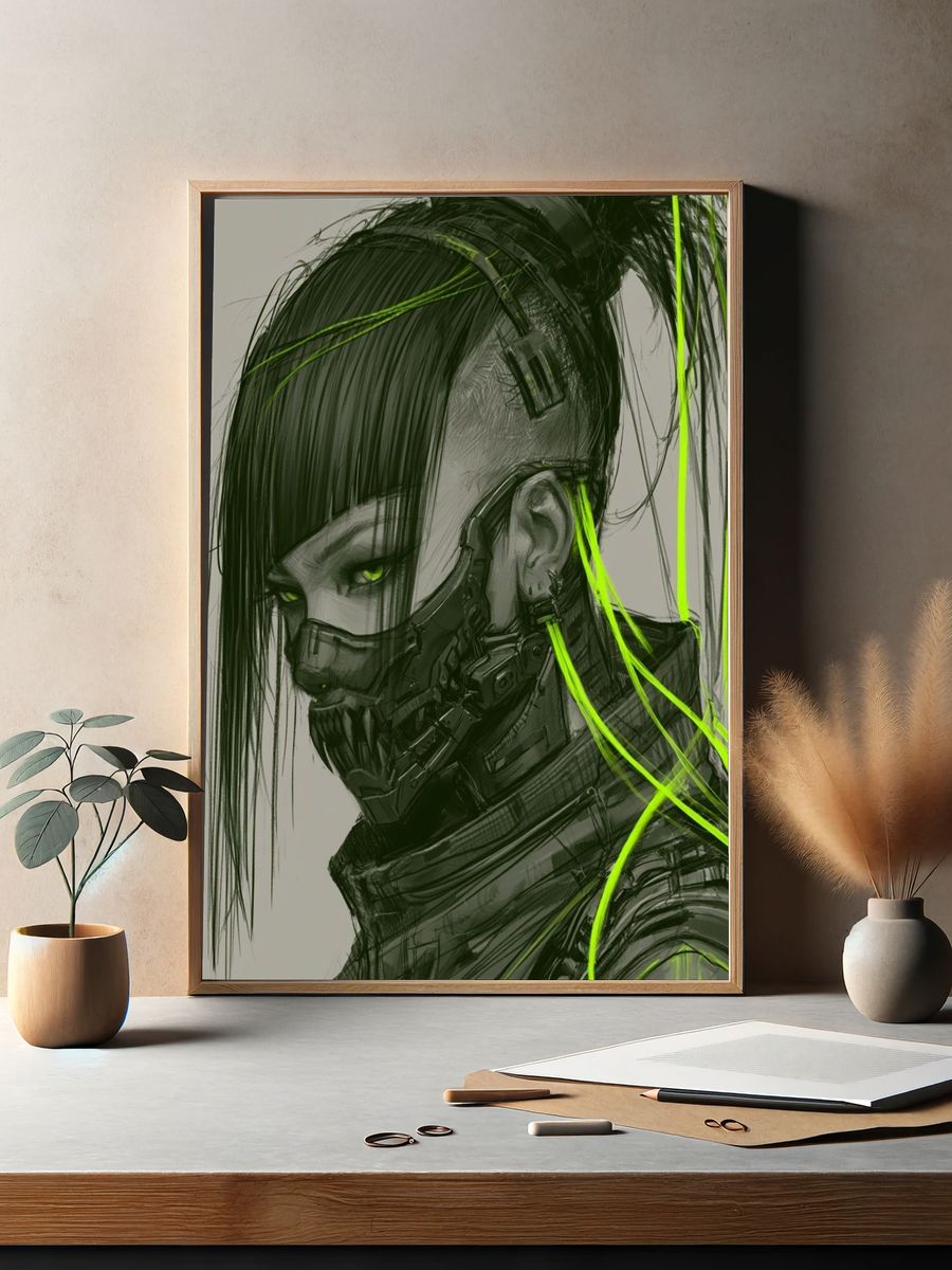 Cyberpunk Portrait Illustration Poster. — room view 2