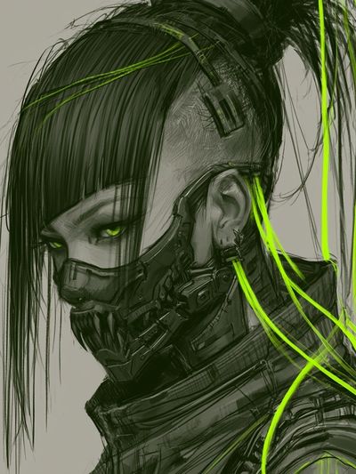 Cyberpunk Portrait Illustration Poster. poster print