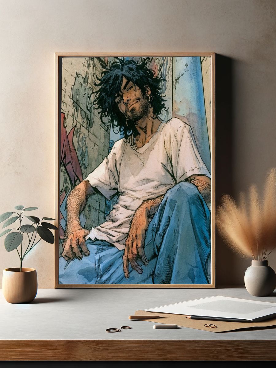 Graffiti Alley Portrait Illustration Poster. — room view 2