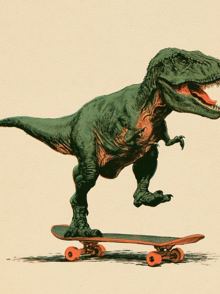 Skateboarding T-Rex Illustration Poster. poster — illustration art