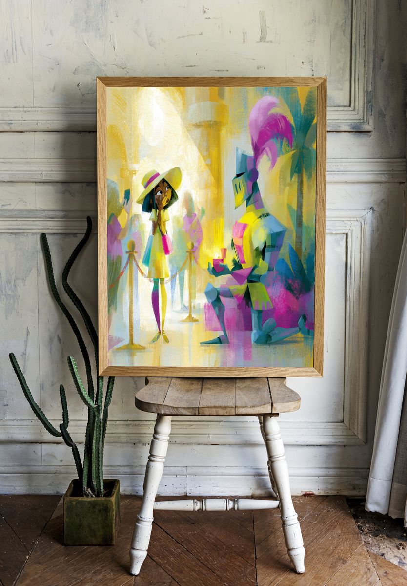 Stylized Couple Illustration Poster. room preview
