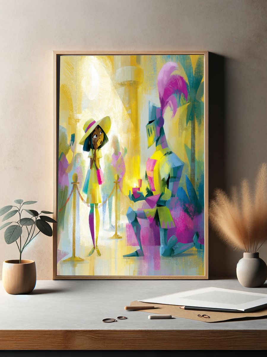 Stylized Couple Illustration Poster. — room view 2