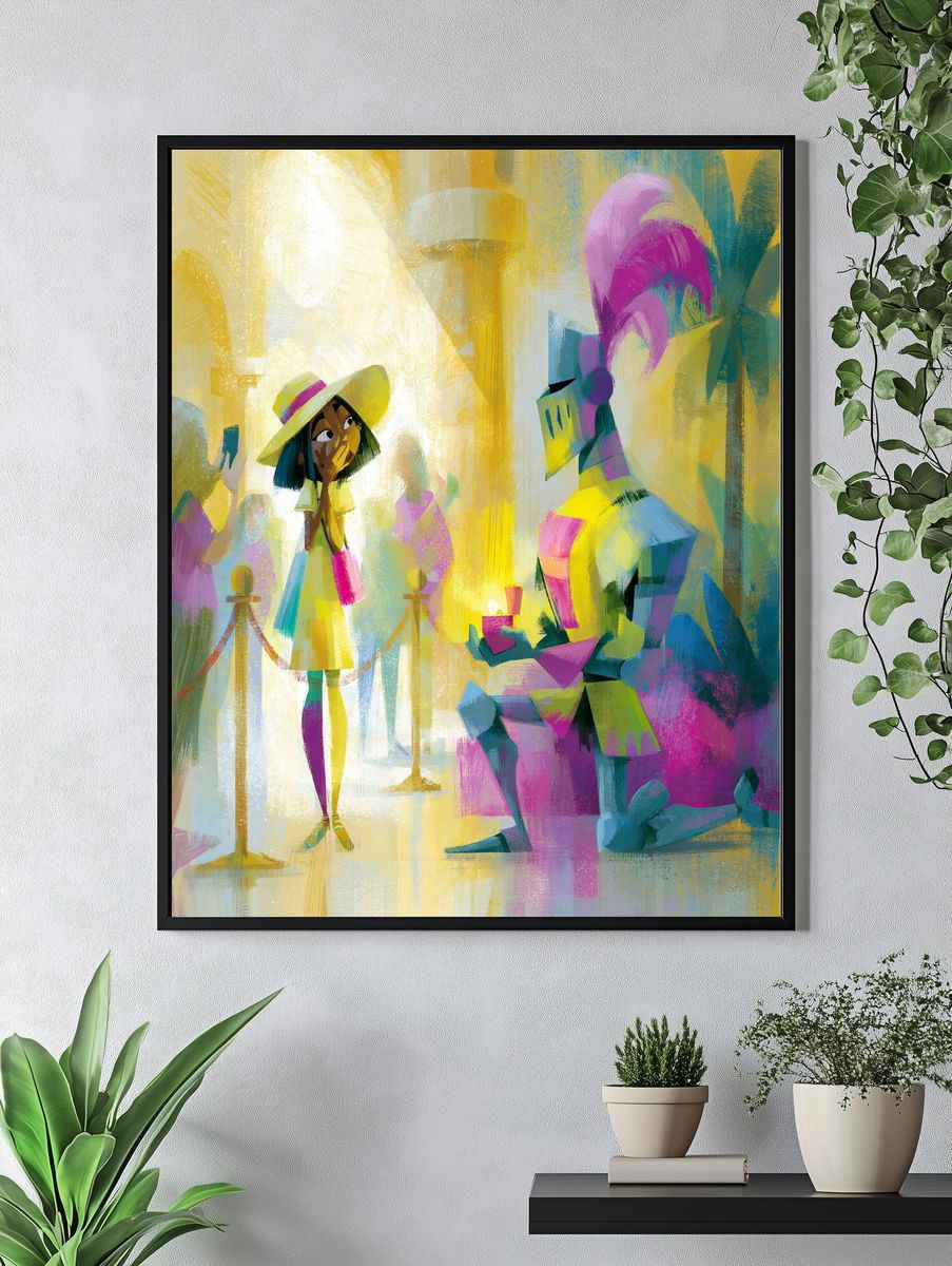 Stylized Couple Illustration Poster. — room view 4