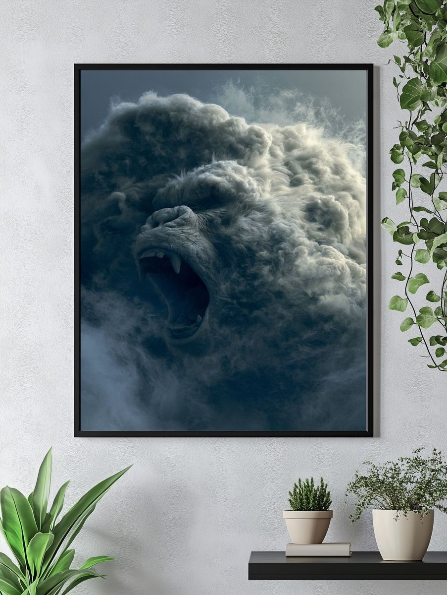 Roaring Cloud Beast Illustration Poster. — room view 4