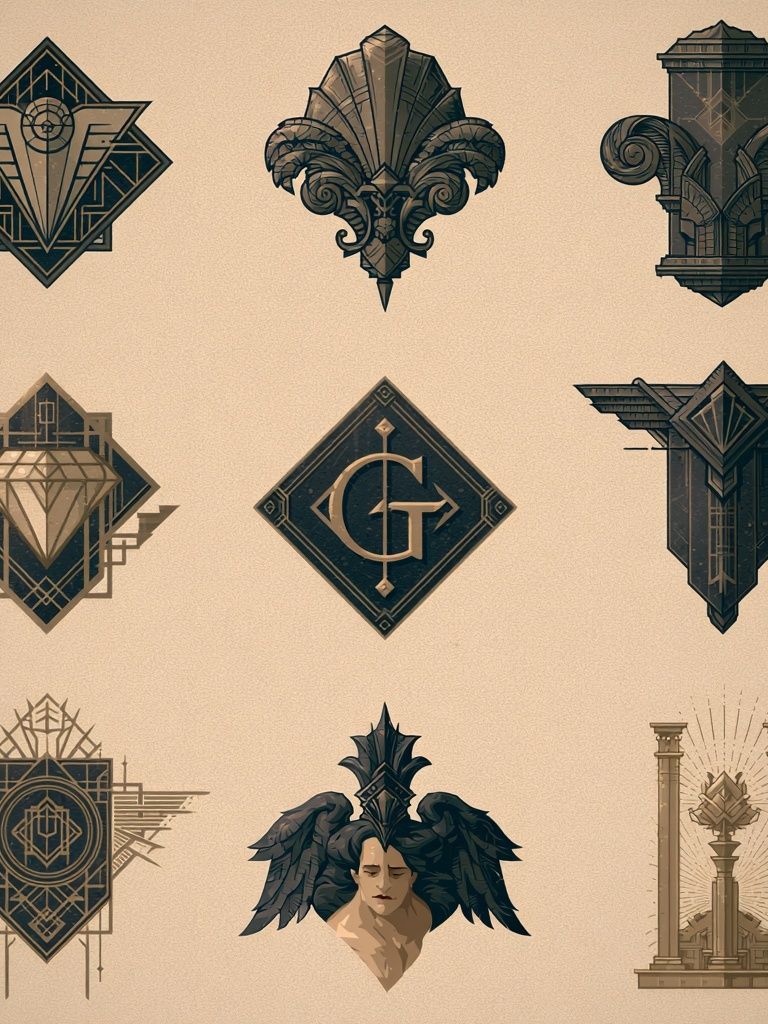 Art Deco Emblems Illustration Poster. poster — illustration art