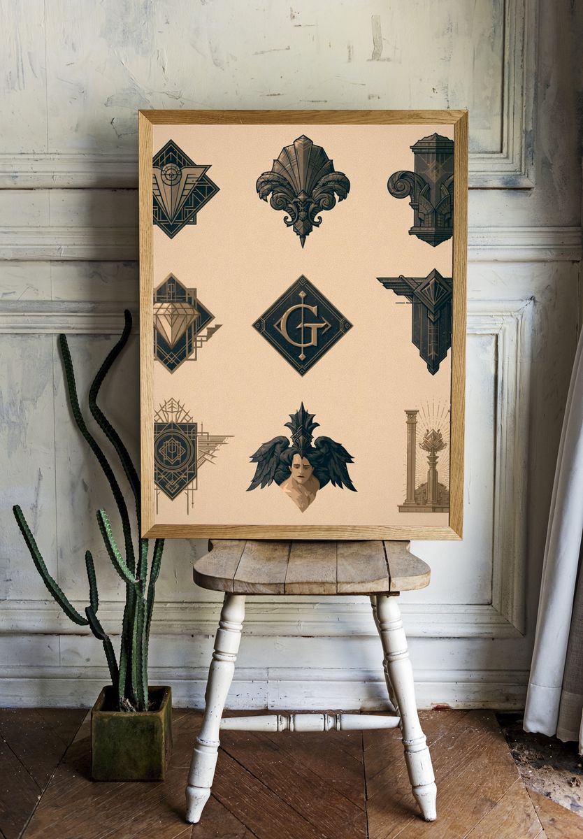 Art Deco Emblems Illustration Poster. — room view 1
