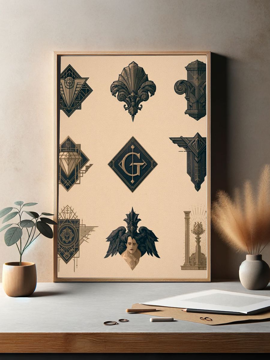 Art Deco Emblems Illustration Poster. — room view 2