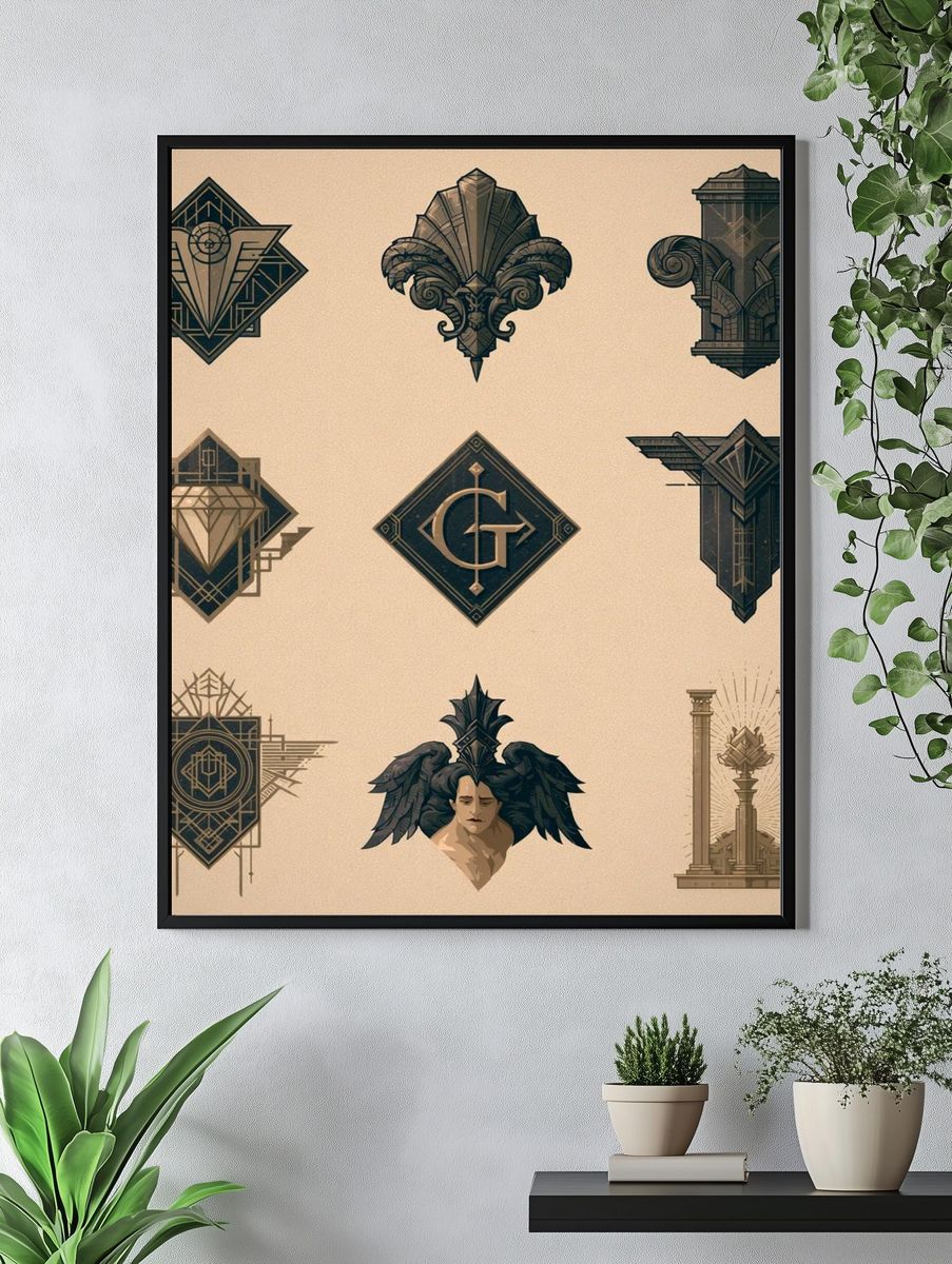 Art Deco Emblems Illustration Poster. — room view 4