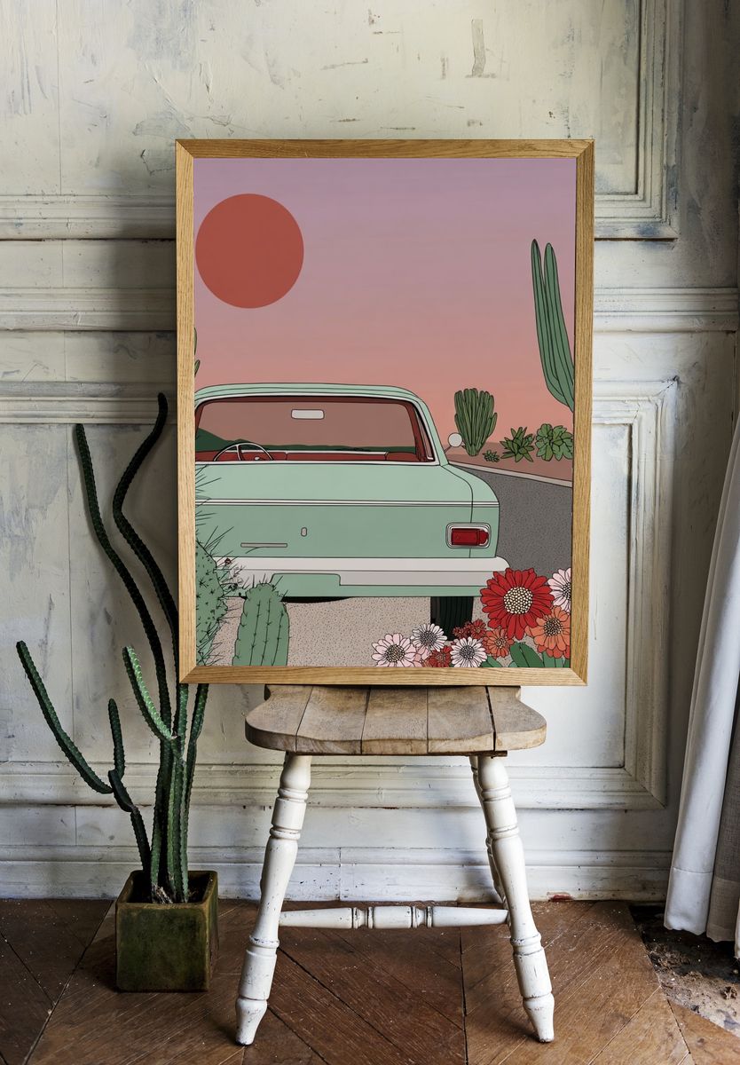 Desert Drive Illustration Poster. room preview