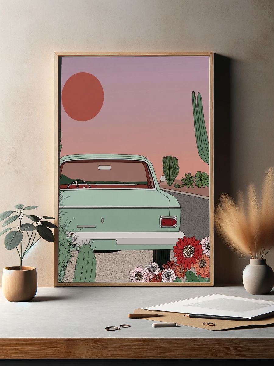 Desert Drive Illustration Poster. — room view 2