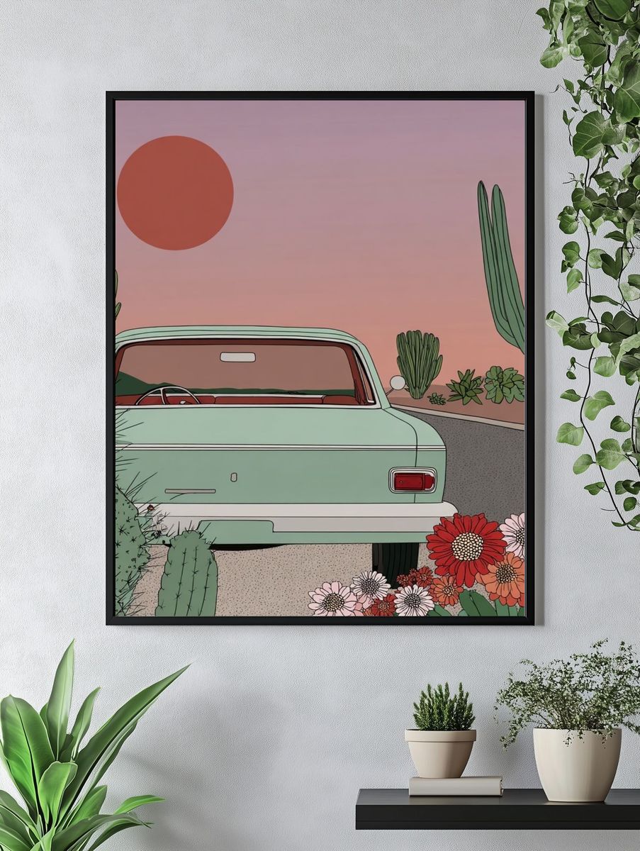 Desert Drive Illustration Poster. — room view 4