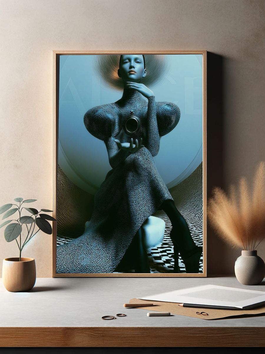 Surreal Futuristic Figure Print. — room view 2