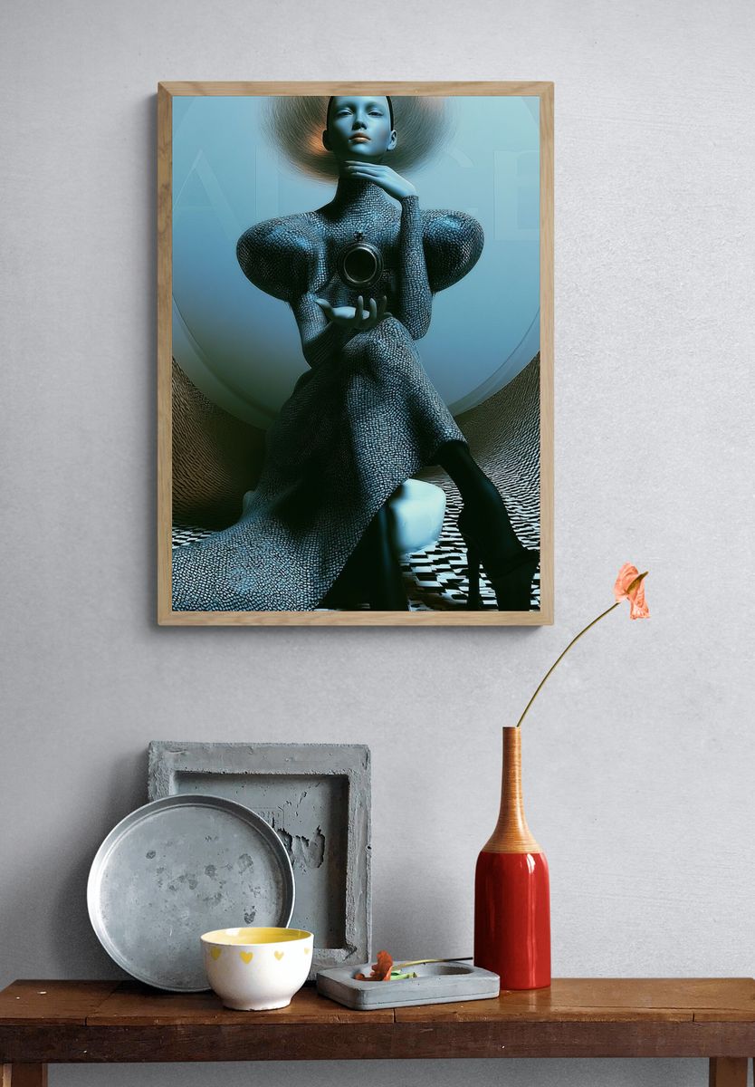 Surreal Futuristic Figure Print. — room view 3