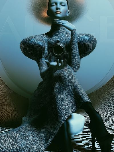 Surreal Futuristic Figure Print.