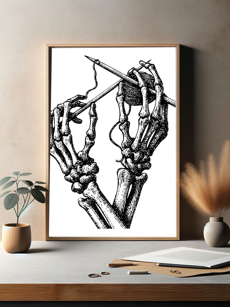 Skeleton Hands Illustration Poster. — room view 2
