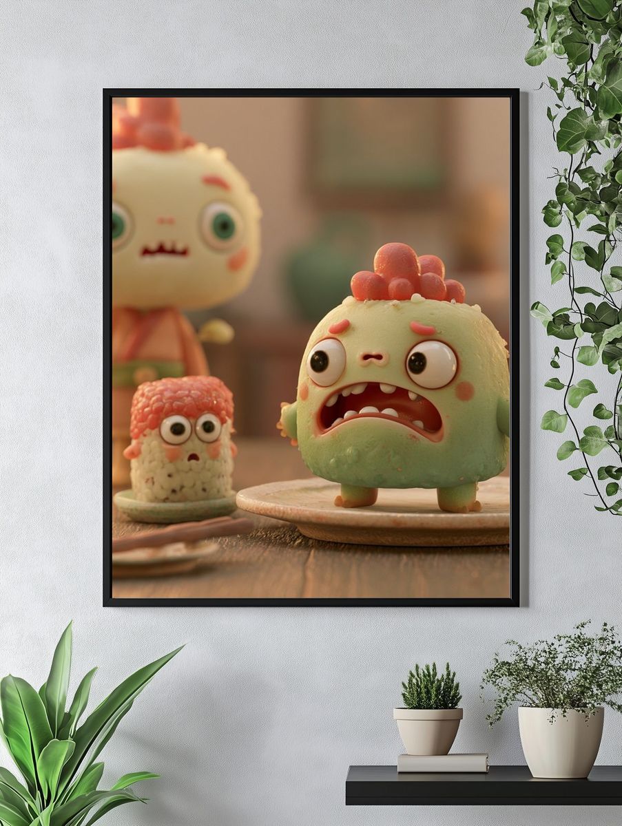 Cute Monster Figurines Illustration Poster. — room view 4