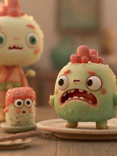 Cute Monster Figurines Illustration Poster.