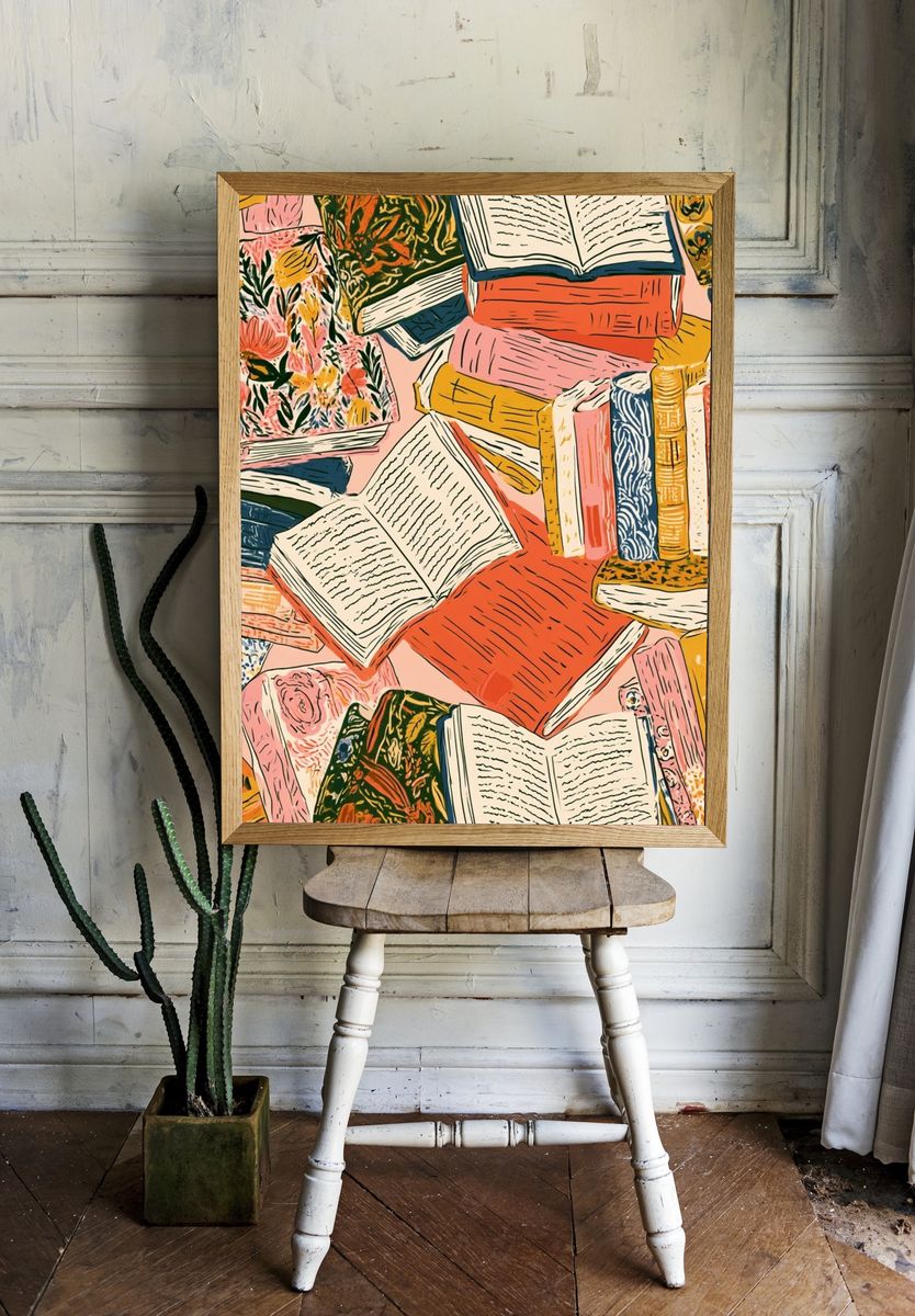 Colorful Books Illustration Poster. room preview