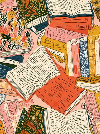 Colorful Books Illustration Poster.