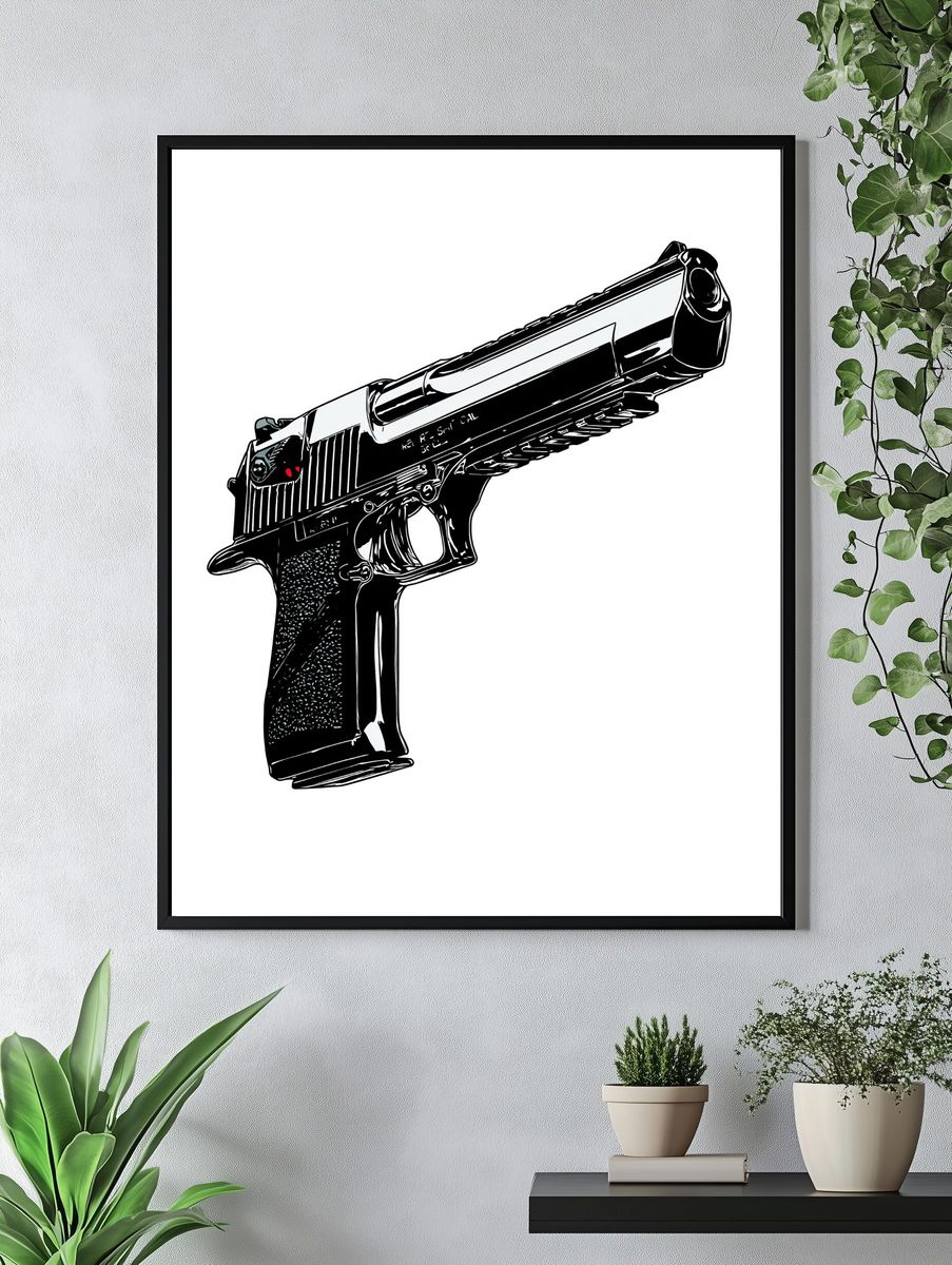 Handgun Line Art Poster. — room view 4