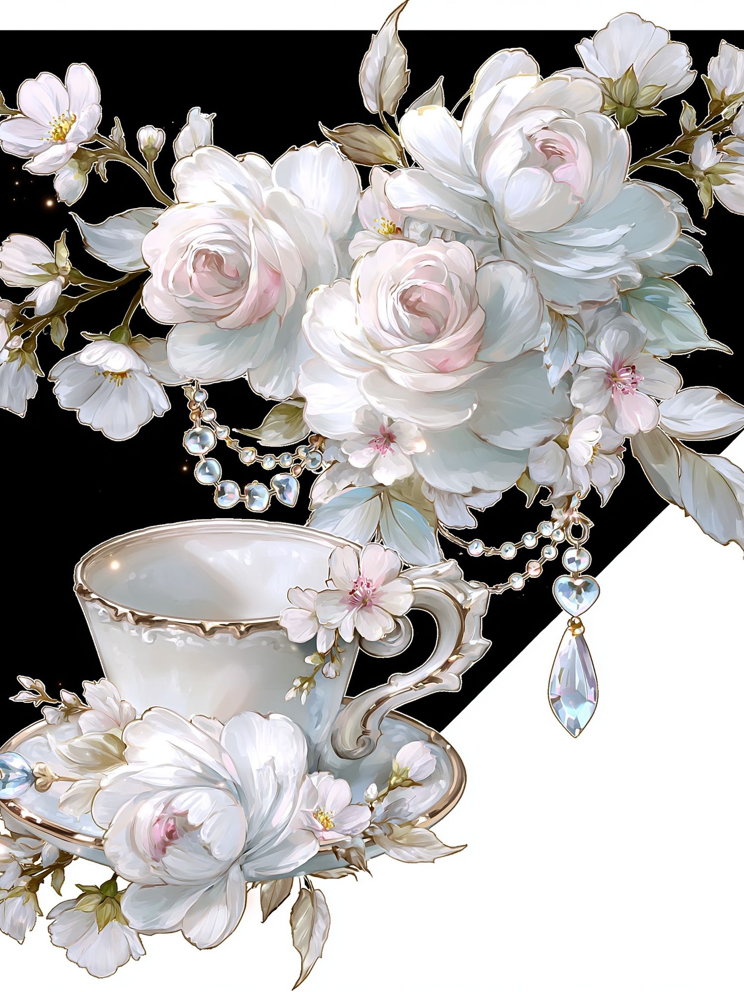 Blossom Teacup Floral Print. poster — illustration art