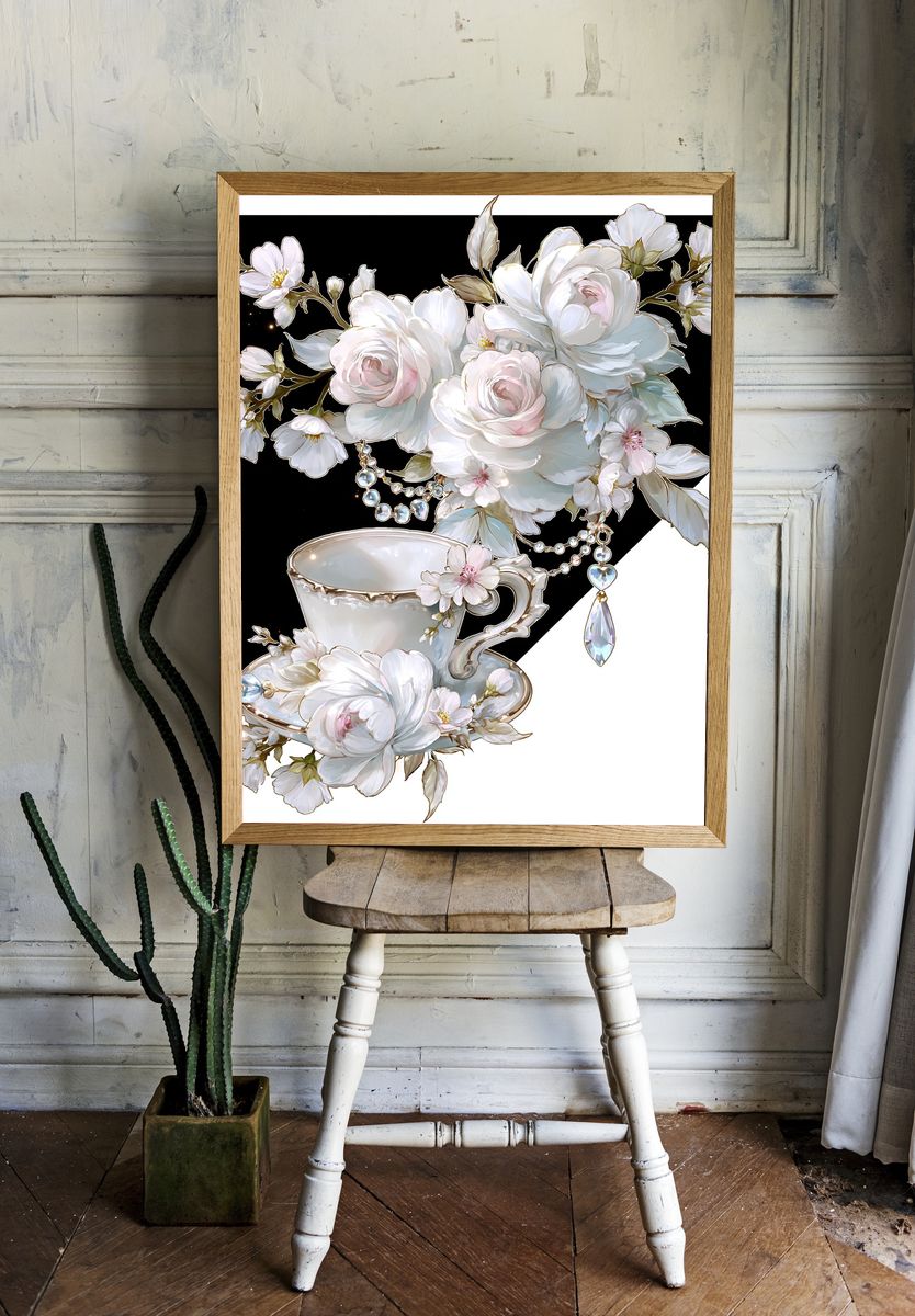 Blossom Teacup Floral Print. room preview