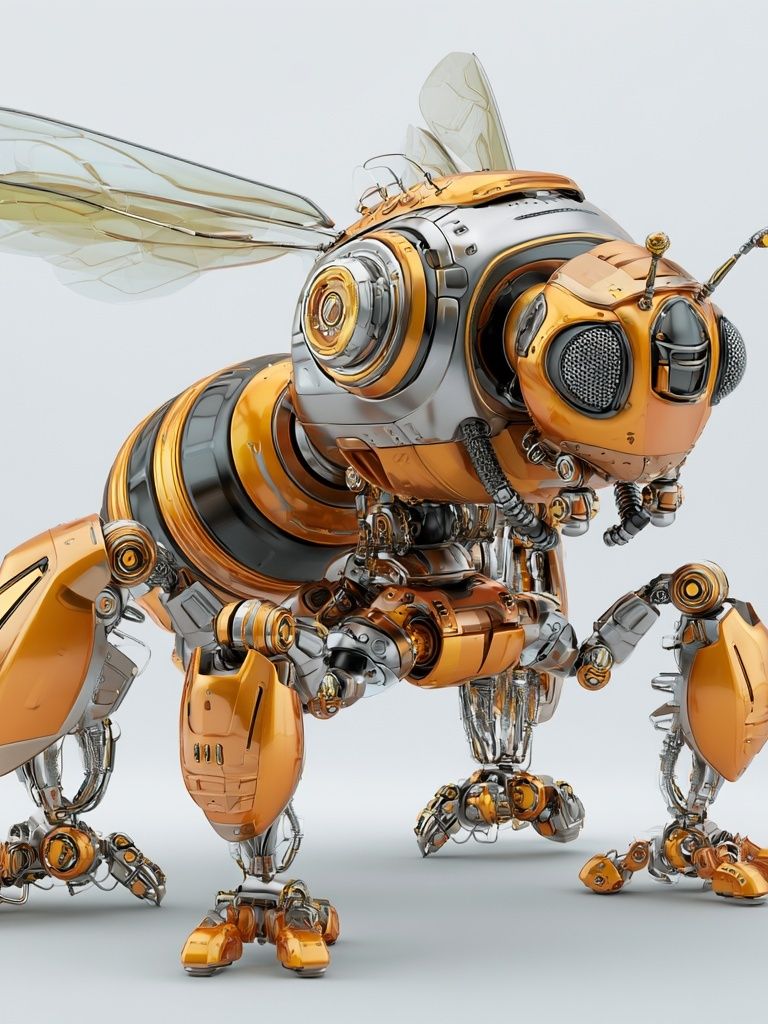 Mechanical Bee Digital Art Poster. poster detail