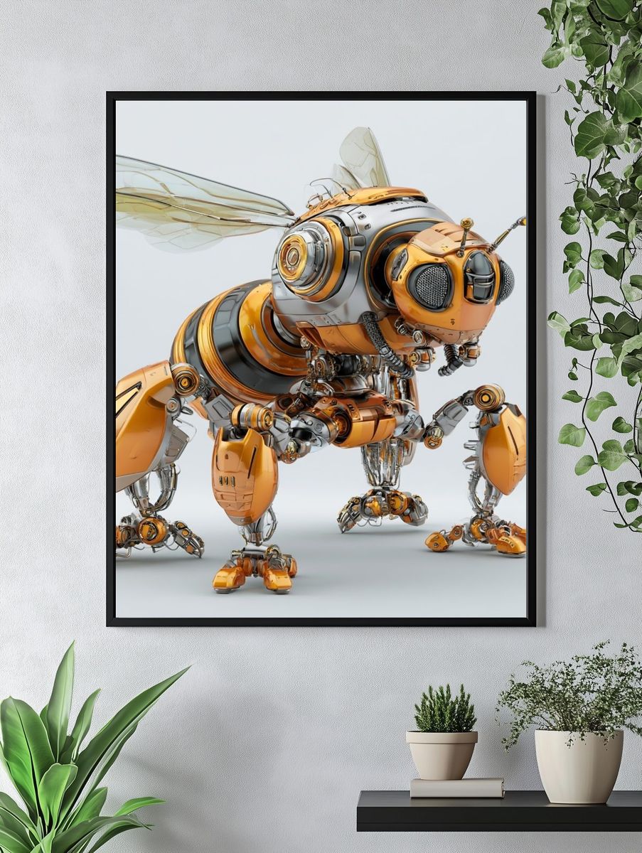 Mechanical Bee Digital Art Poster. — room view 4
