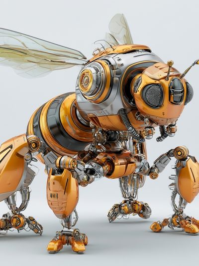 Mechanical Bee Digital Art Poster. poster