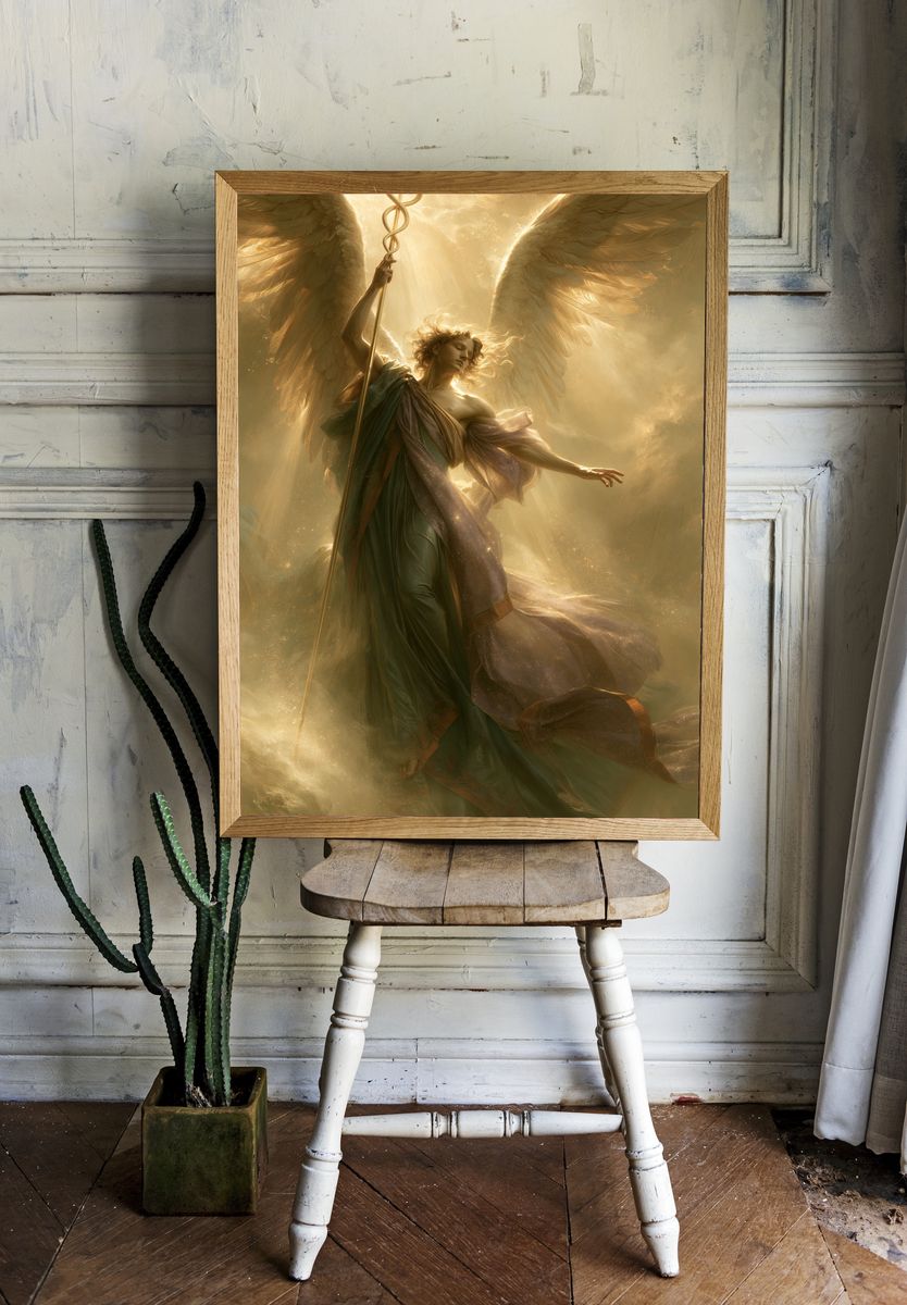 Winged Angel Fantasy Print. room preview