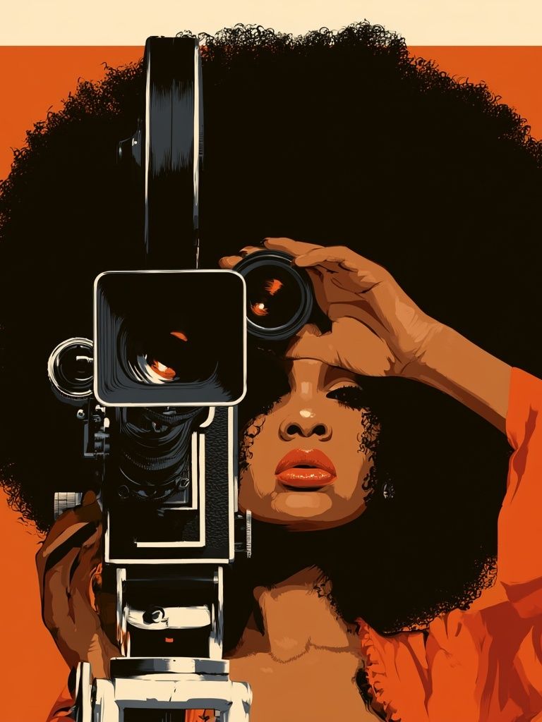 Afro Camera Portrait Illustration Poster. poster detail