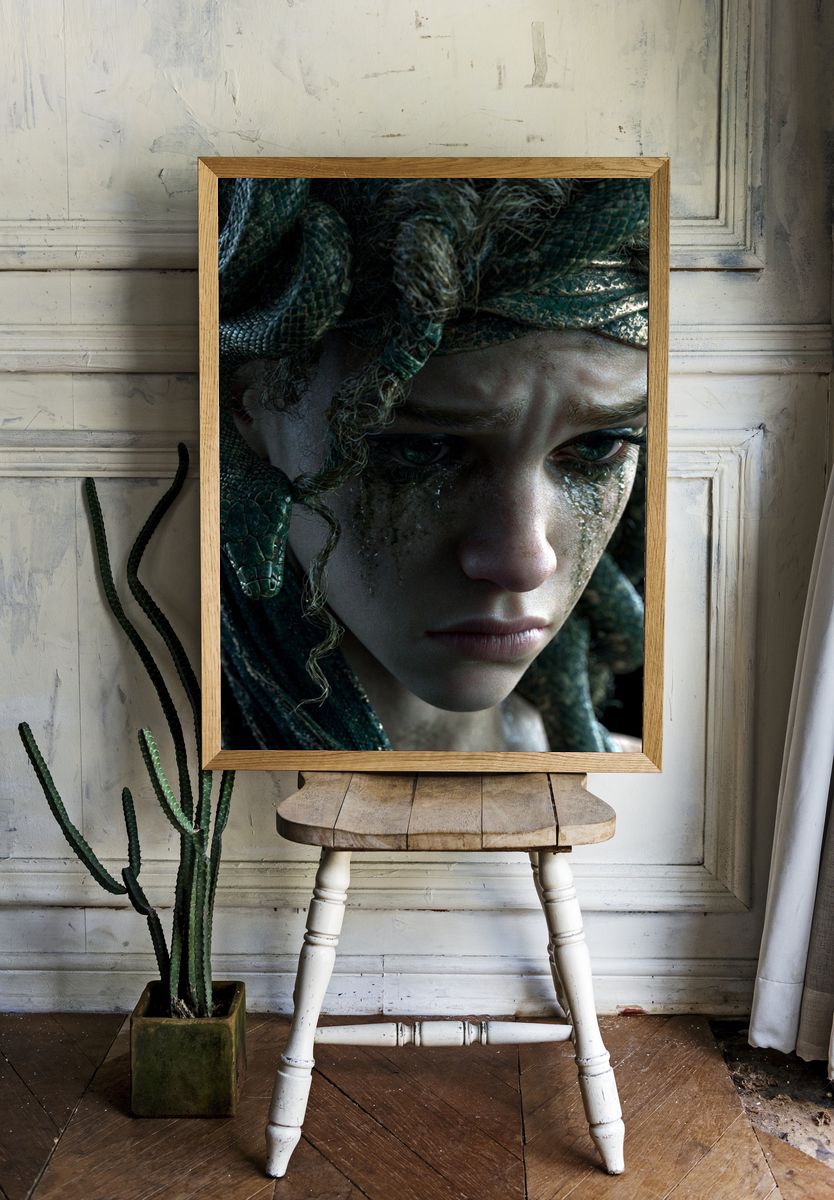 Medusa Portrait Illustration Poster. — room view 1