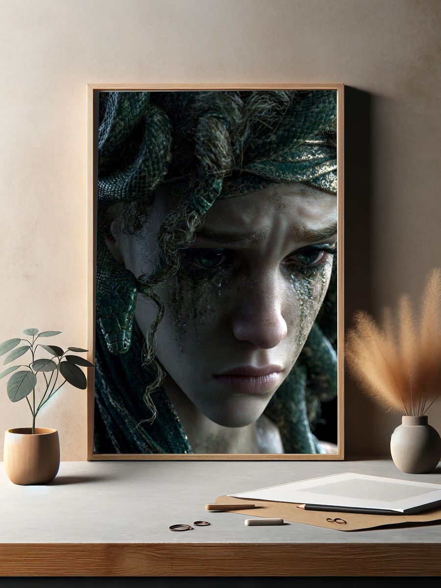 Medusa Portrait Illustration Poster. — room view 2
