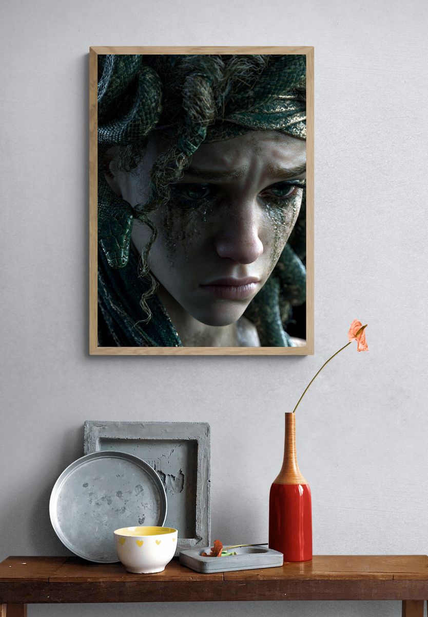 Medusa Portrait Illustration Poster. — room view 3