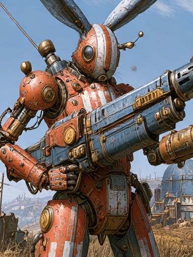 Steampunk Rabbit Warrior Poster. poster — illustration art