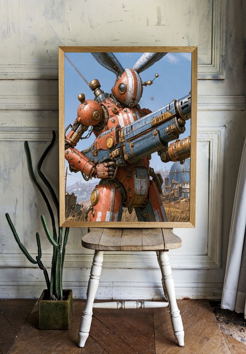 Steampunk Rabbit Warrior Poster. room preview