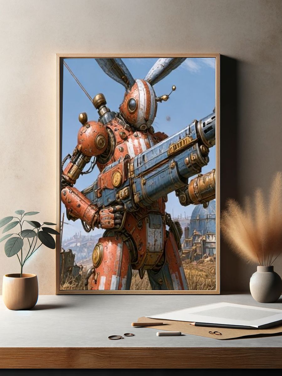 Steampunk Rabbit Warrior Poster. — room view 2