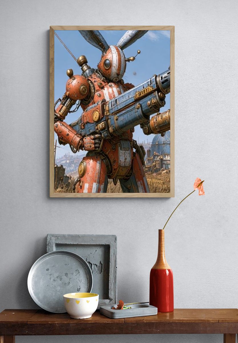 Steampunk Rabbit Warrior Poster. — room view 3