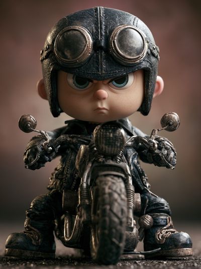 Gritty Biker Kid Illustration Poster.