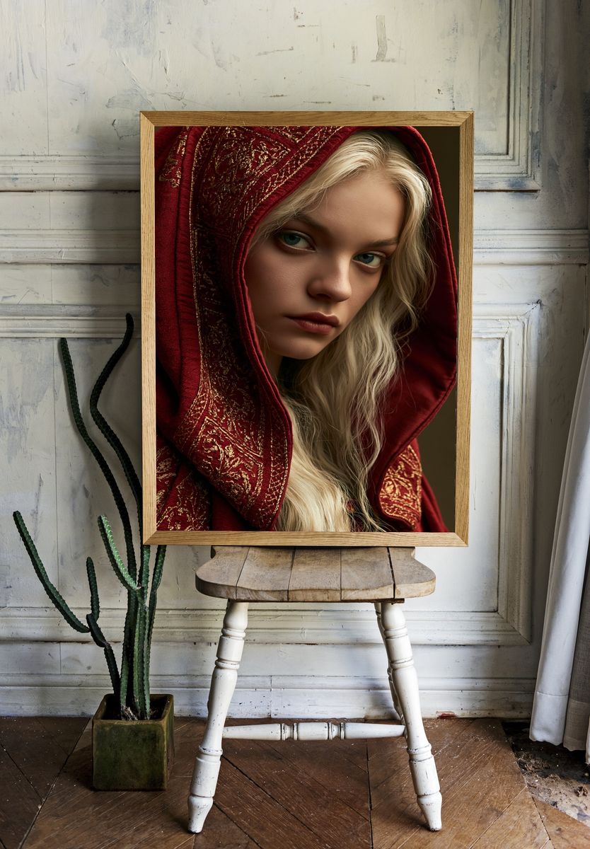 Mystic Hooded Portrait Print. room preview