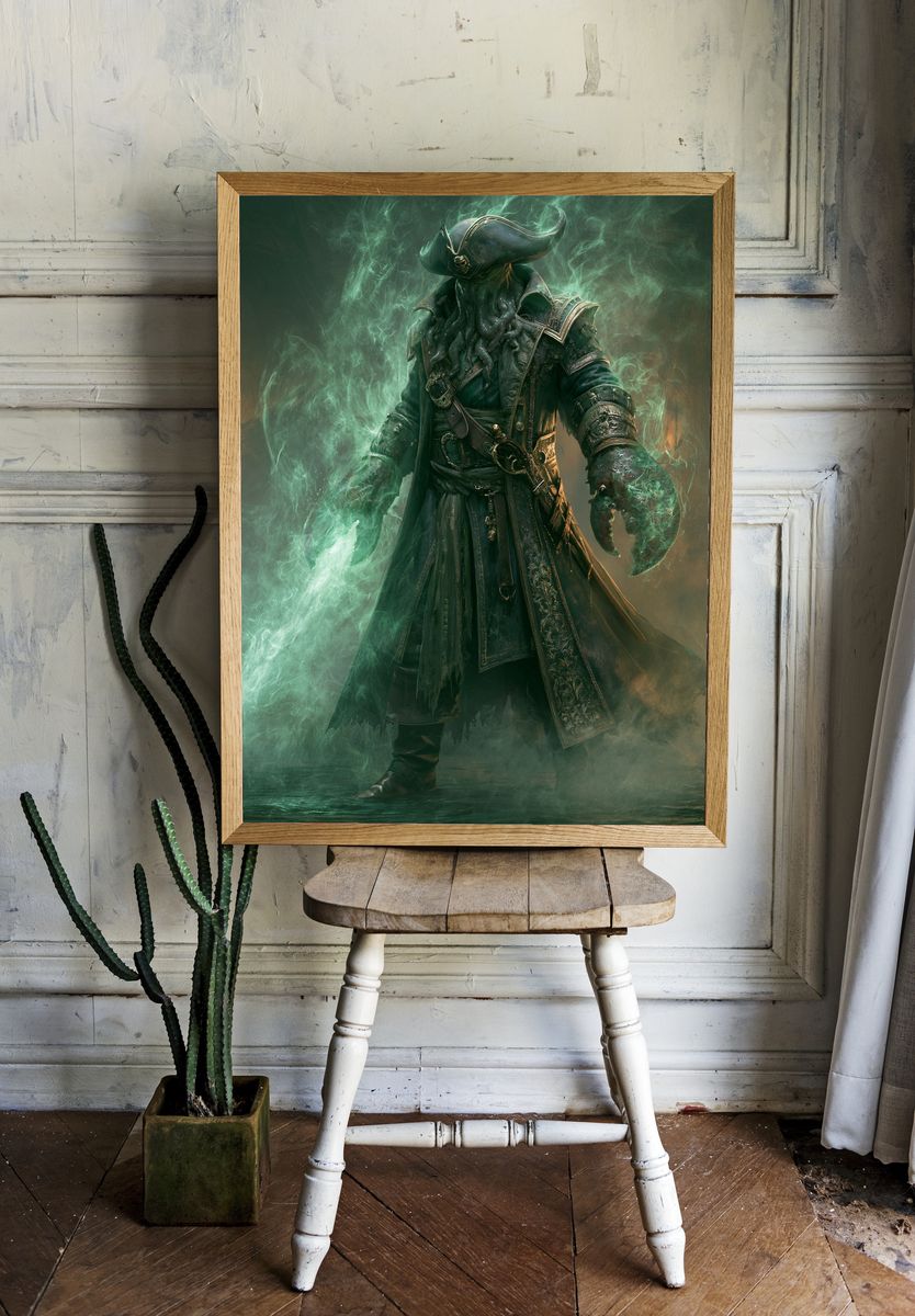 Cthulhu Pirate Digital Art Print. room preview