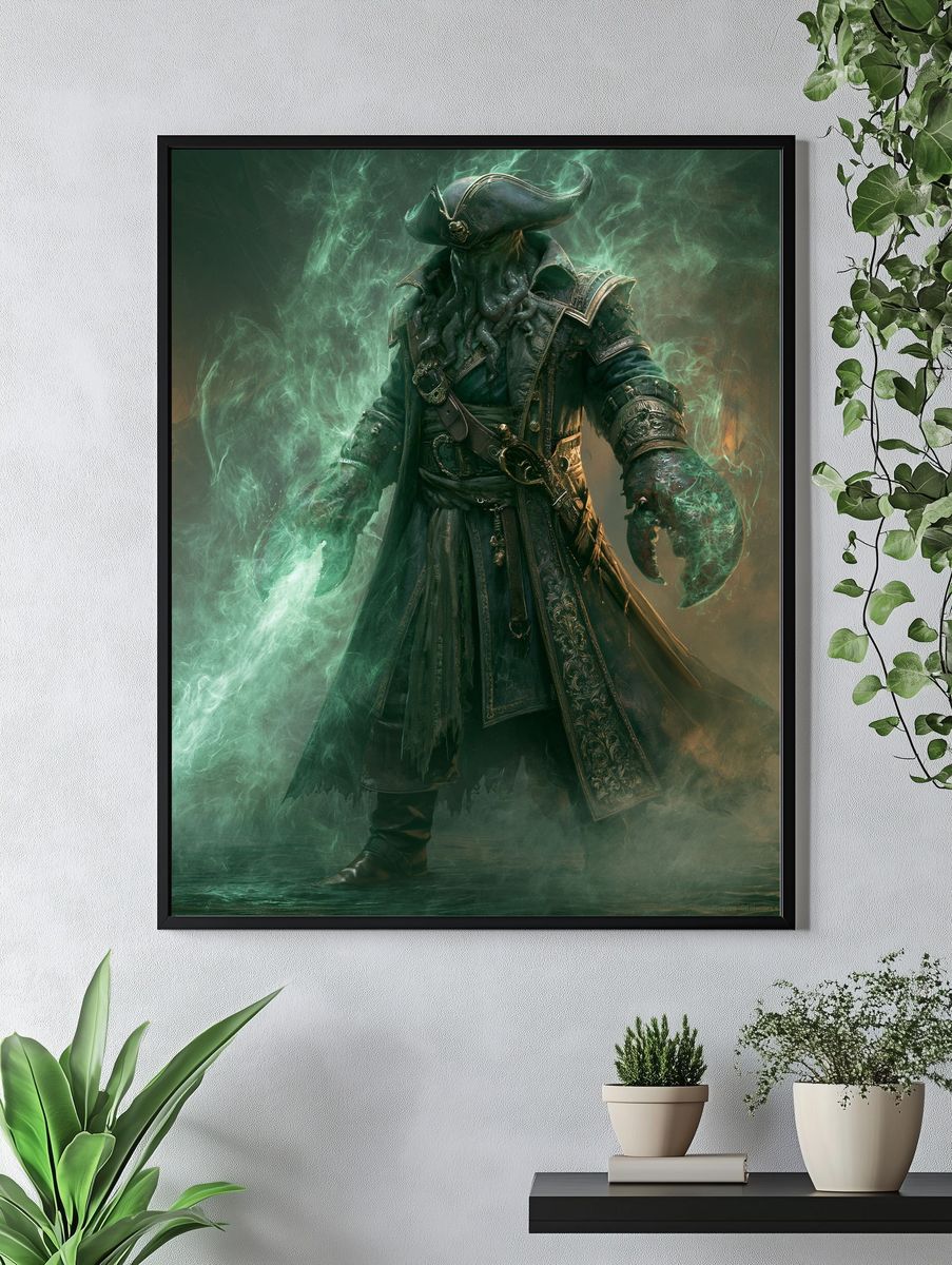 Cthulhu Pirate Digital Art Print. — room view 4